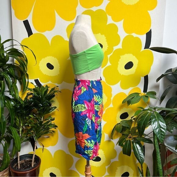 Vintage 80s / 90s Neon Tropical Hawaiian Tiki 3 piece Beach Vacation Skirt Set - Picture 11 of 13